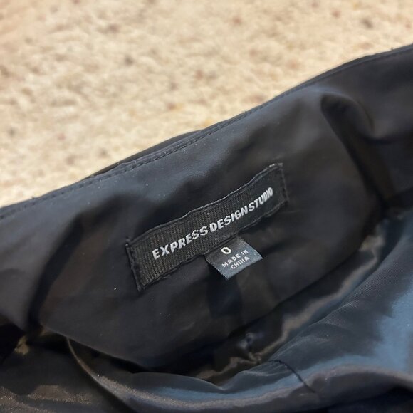 Y2K Vintage Express Pleated Satin Skirt Size 0 Black with Bow Classic Women's - Picture 5 of 5